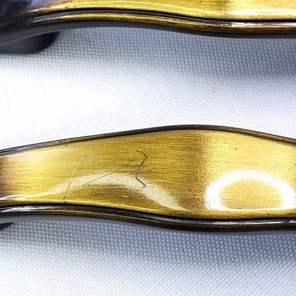 VTG Amerock 2-tone Brass Ombre 12 Cabinet Drawer Pulls Handles 5 MCM Design